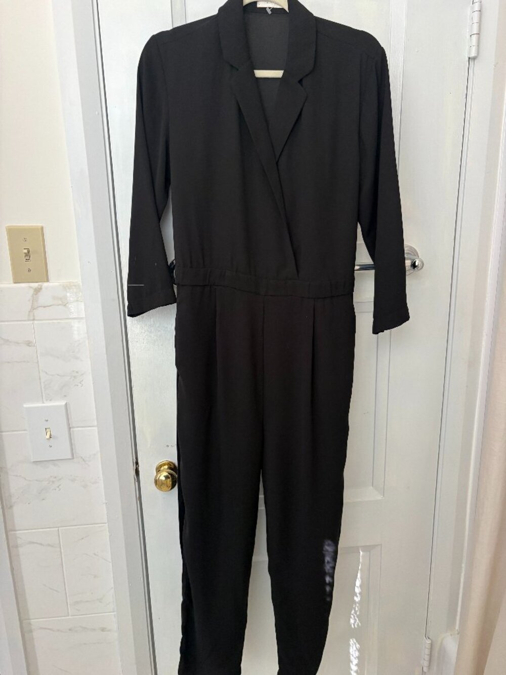 all:row Black Belted Wrap Front Jumpsuit